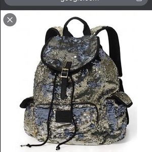 Victoria secret “PINK” sequin backpack in silver